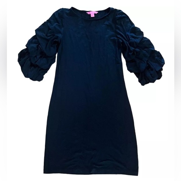 Lilly Pulitzer LEONIE DRESS IN ONYX Black Size Small Tiered 3/4 Sleeves Cocktail - Picture 9 of 9